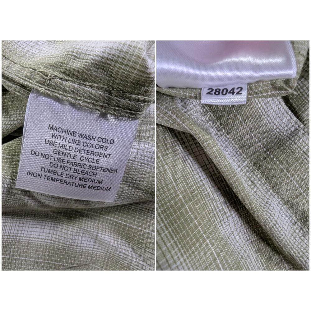 Simms Big Sky Fishing Shirt Mens Medium Green Plaid Pearl Snap Long Sleeve 28042 - Picture 4 of 8